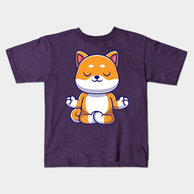 Meditating Cat Kids T-Shirt by Right-Fit27